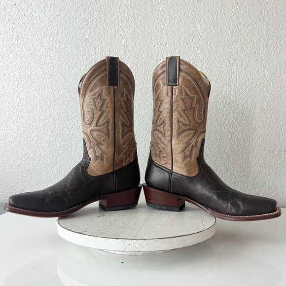 Rod Patrick Mens Cowboy Boots 10AA Antique Mocha Bison Brown Western Blunt Toe - Picture 7 of 12